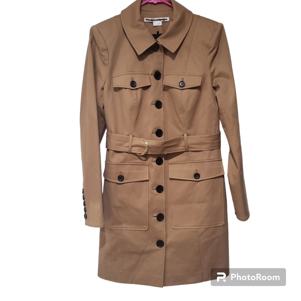 Veronica beard trench coat military style  size 4 tan belted